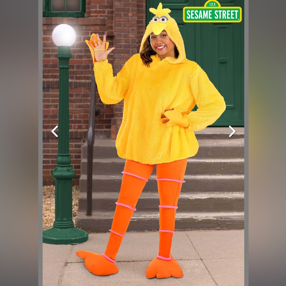 Sesame Street Women's Big Bird Plush Hoodie with Orange Leggings